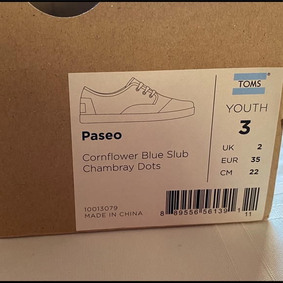 NWT TOMS Blue Chambray Size 3 Big Boy - Picture 6 of 6